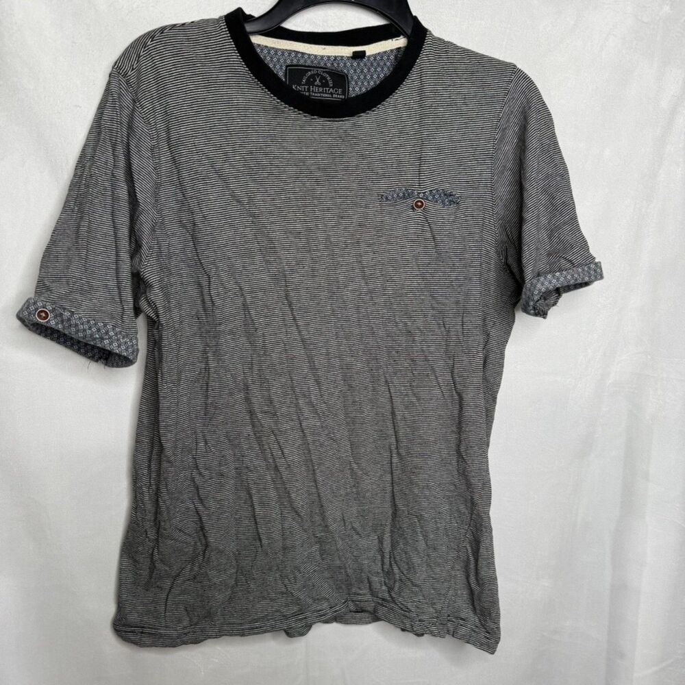 Knit Heritage Blue Casual Short Sleeve Shirt Medium